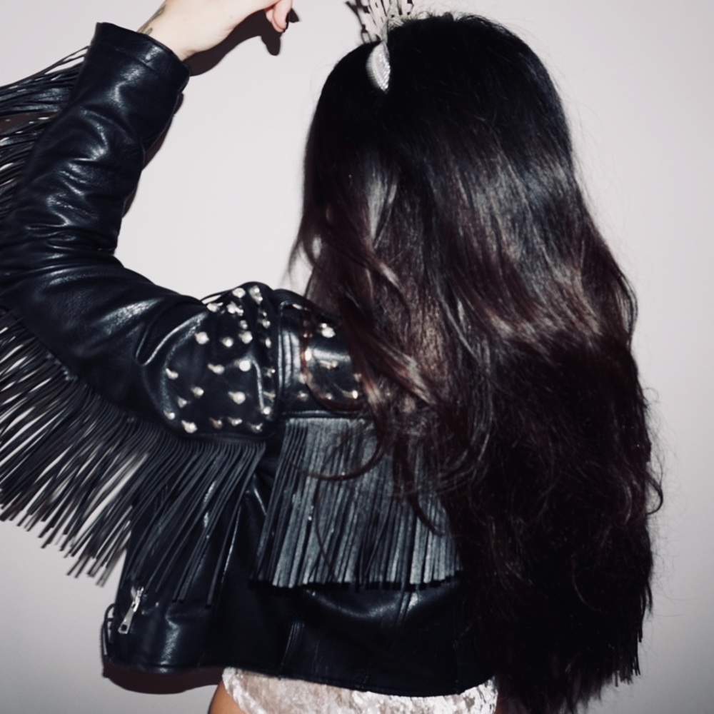 Fringe/Studded (faux) Leather Jacket